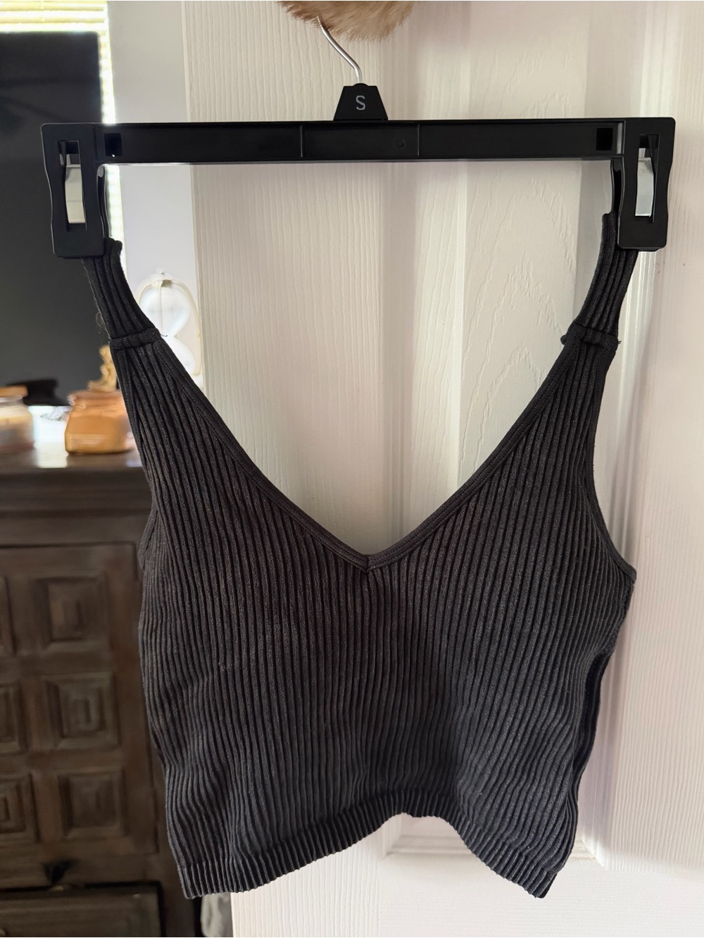 Wishlist Black Ribbed V-Neck Tank Top